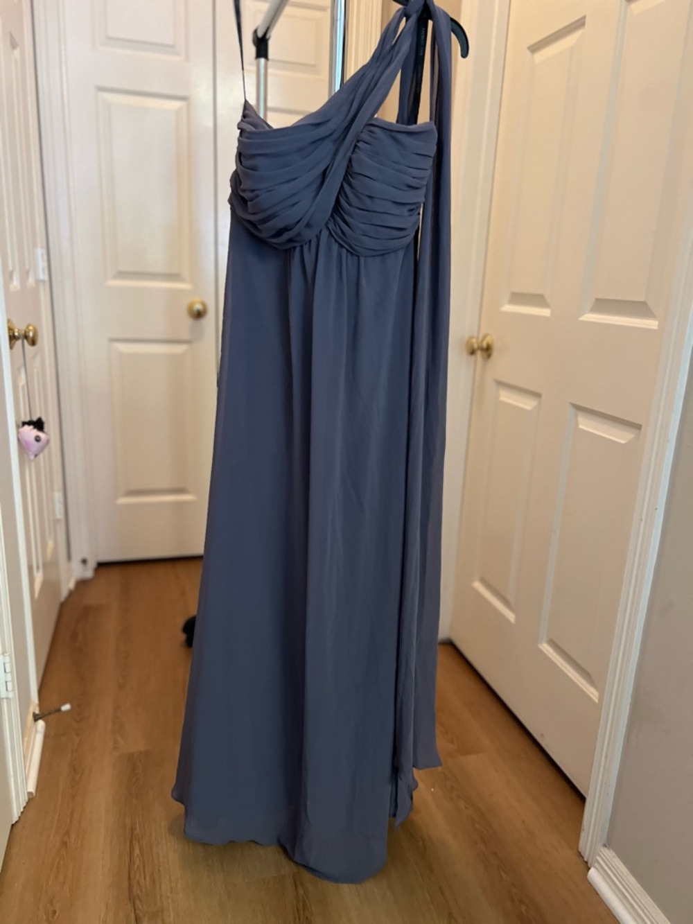 Bill Levkoff Gray Satin Lined Dress with White Label (Prom, Wedding. Graduation)